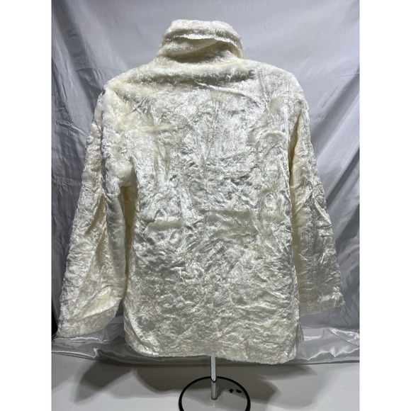 Pacific Rose Cream Faux Fur with Buttons Women's Jacket Small - Picture 2 of 11